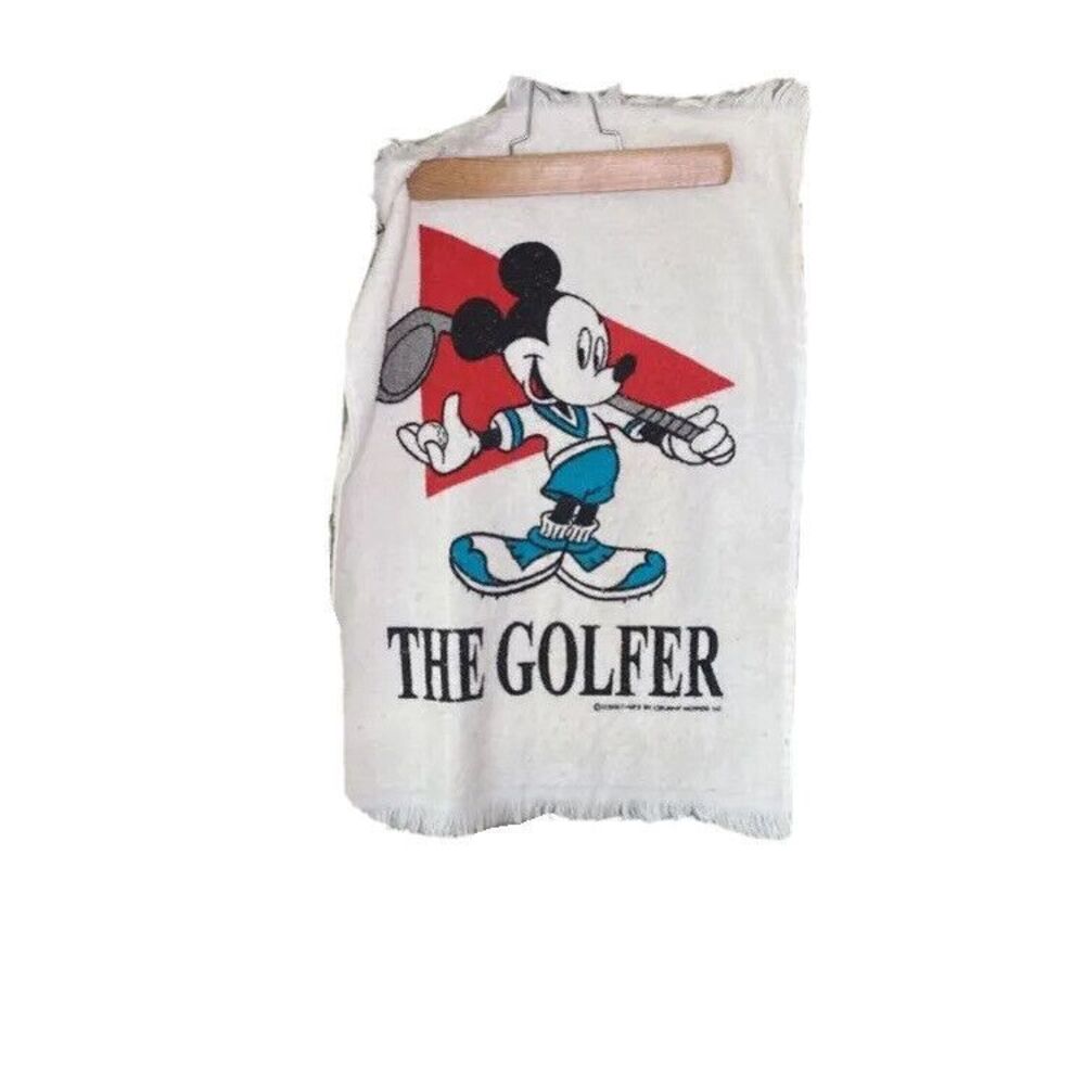 Cannon Mickey Mouse The Golfer Towel White Cotton Gym Towel 16" x 22" USA Made